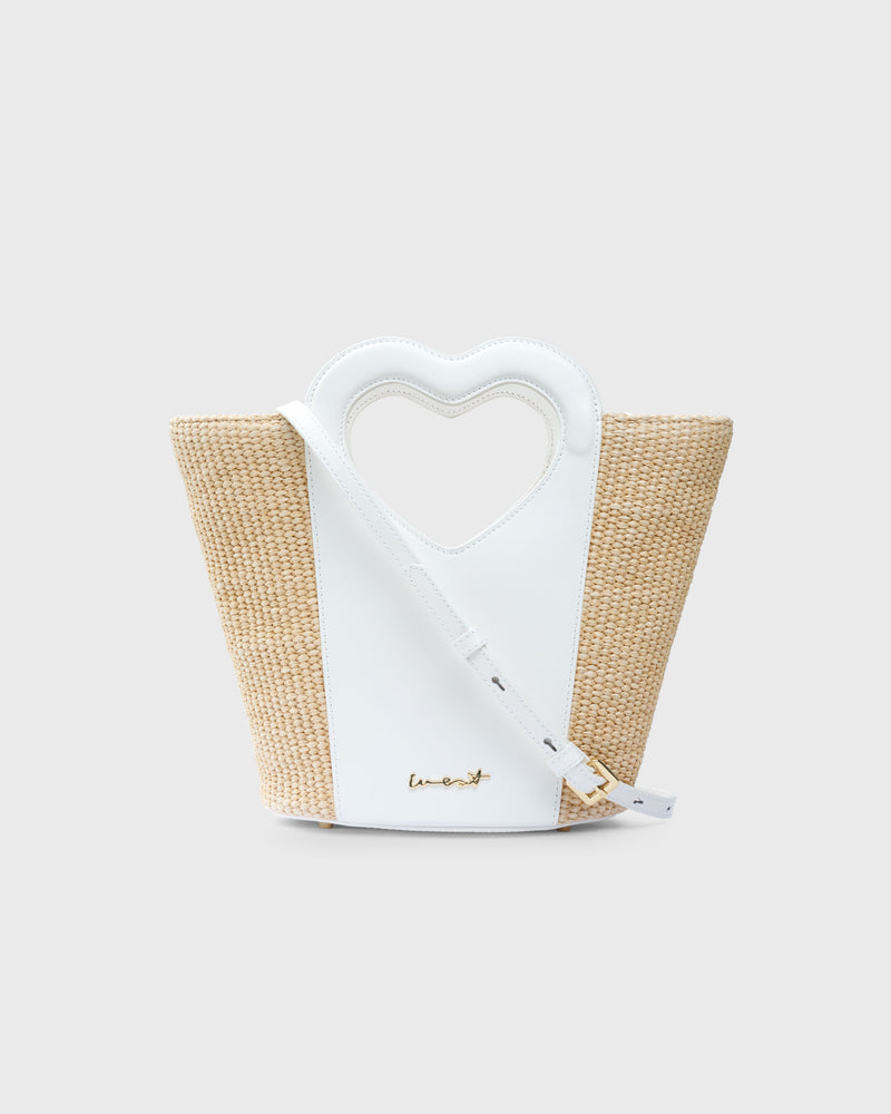 Mini Tote Heart Raffia Coconut