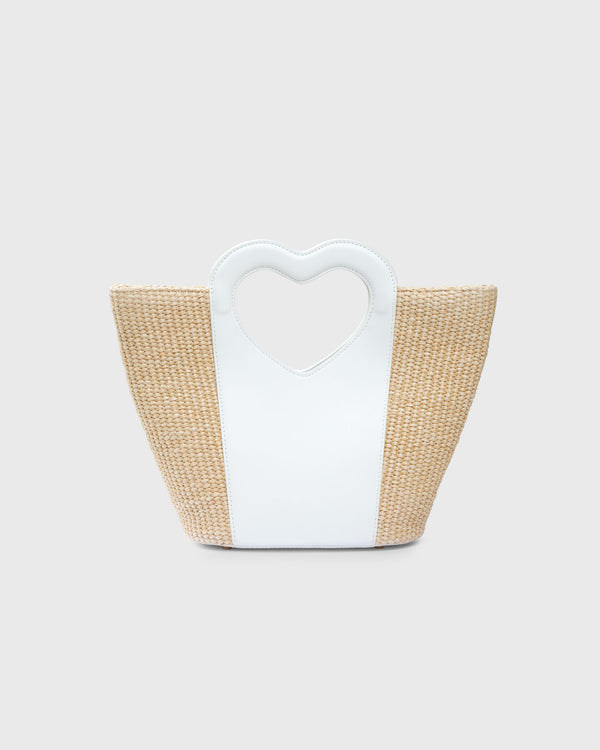 Mini Tote Heart Raffia Coconut