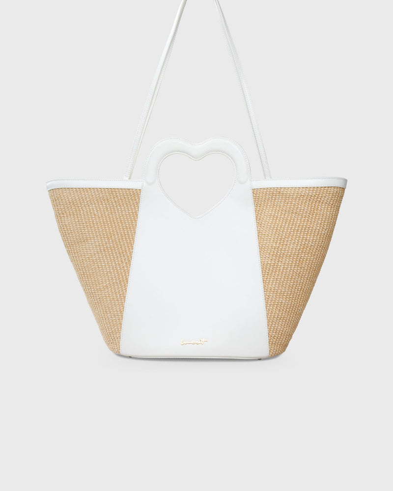 Tote Heart Raffia Coconut