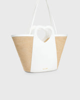 Tote Heart Raffia Coconut