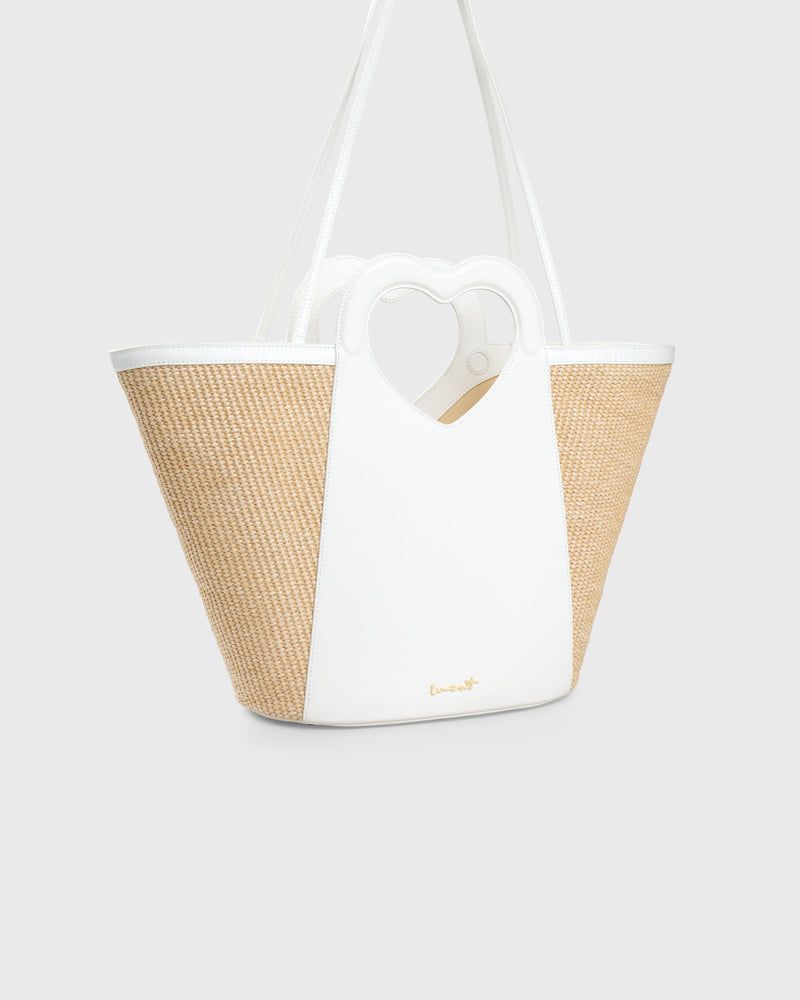 Tote Heart Raffia Coconut