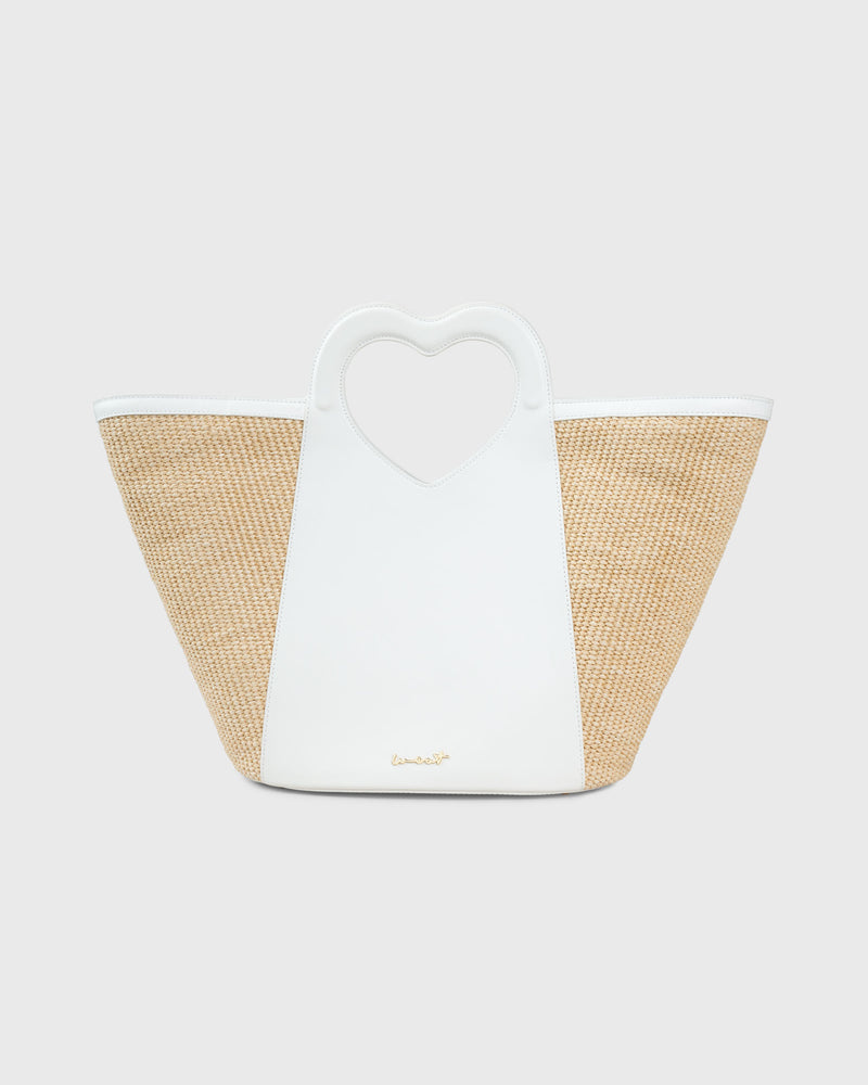Tote Heart Raffia Coconut