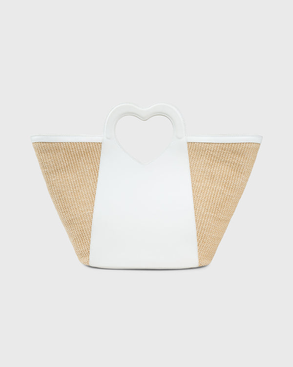 Tote Heart Raffia Coconut