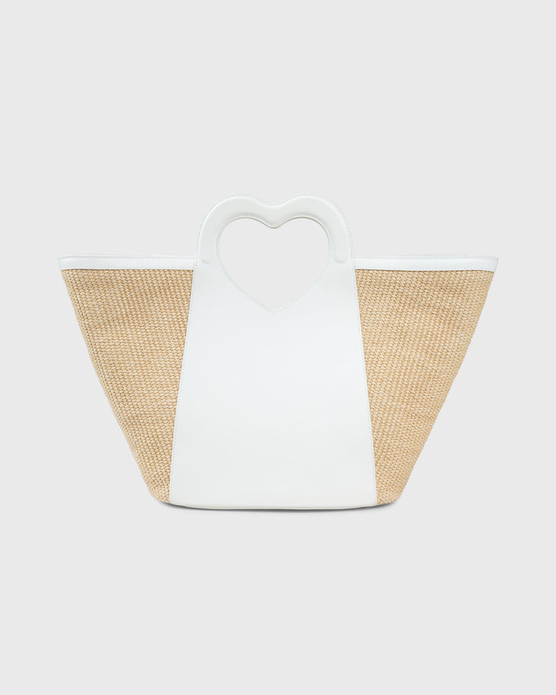 Tote Heart Raffia Coconut