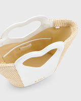 Mini Tote Heart Raffia Coconut