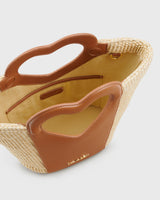 Mini Tote Heart Raffia Caramel