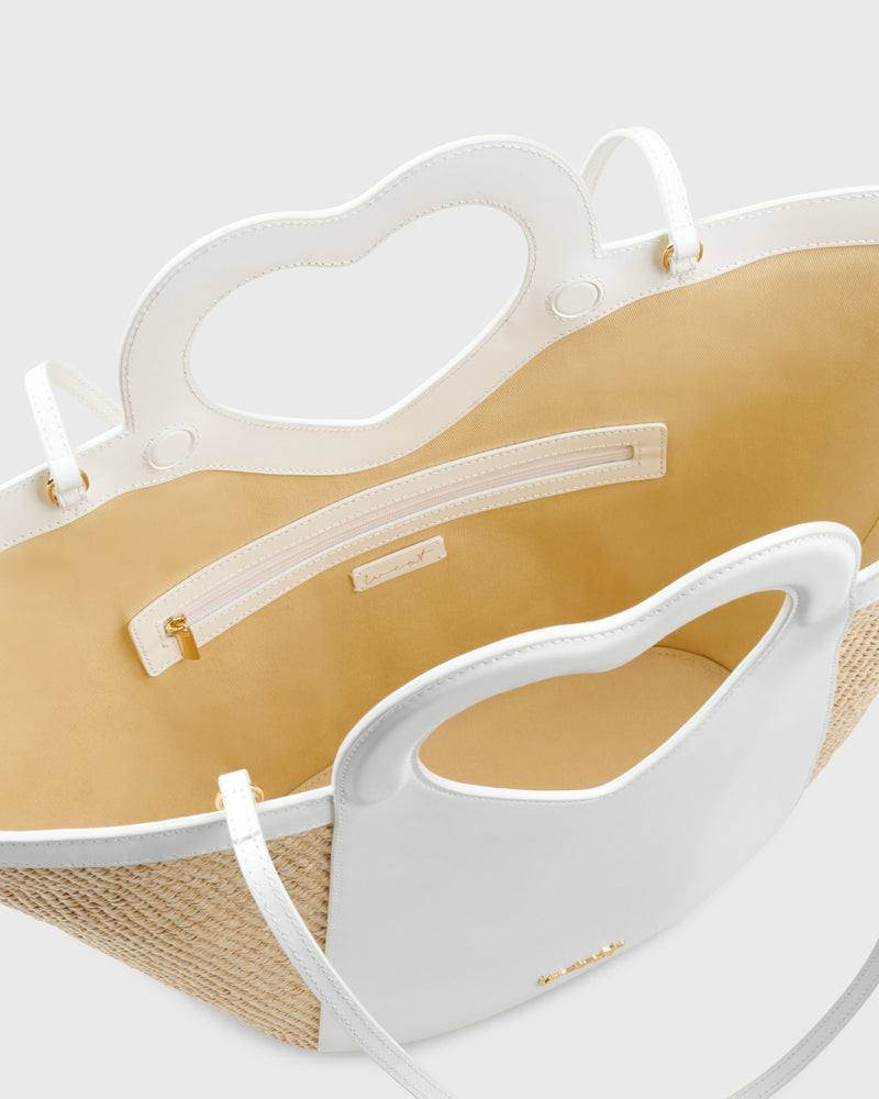Tote Heart Raffia Coconut