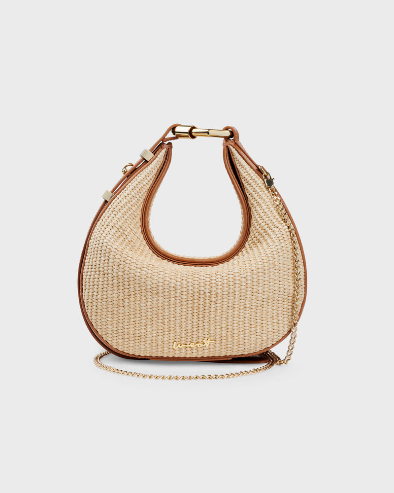 Halfmoon Bag Raffia Caramel