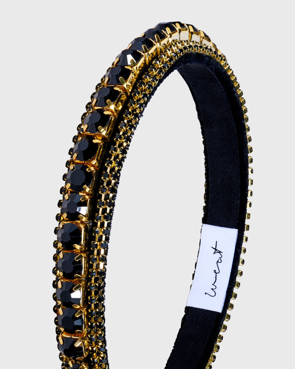Headband Beaded Black Slim