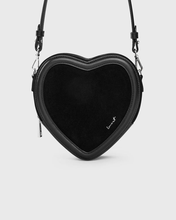 PREORDER | Big Heart Bag Suede Black - Silver