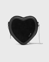 PREORDER | Big Heart Bag Suede Black - Silver
