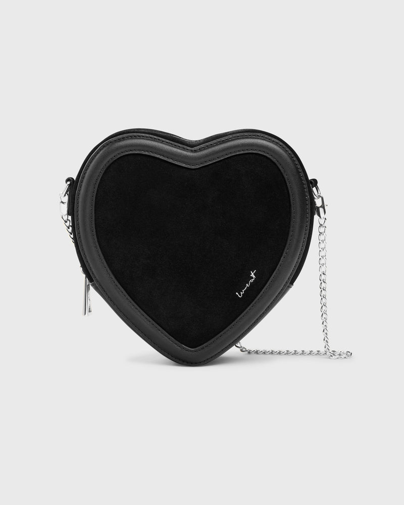 PREORDER | Big Heart Bag Suede Black - Silver