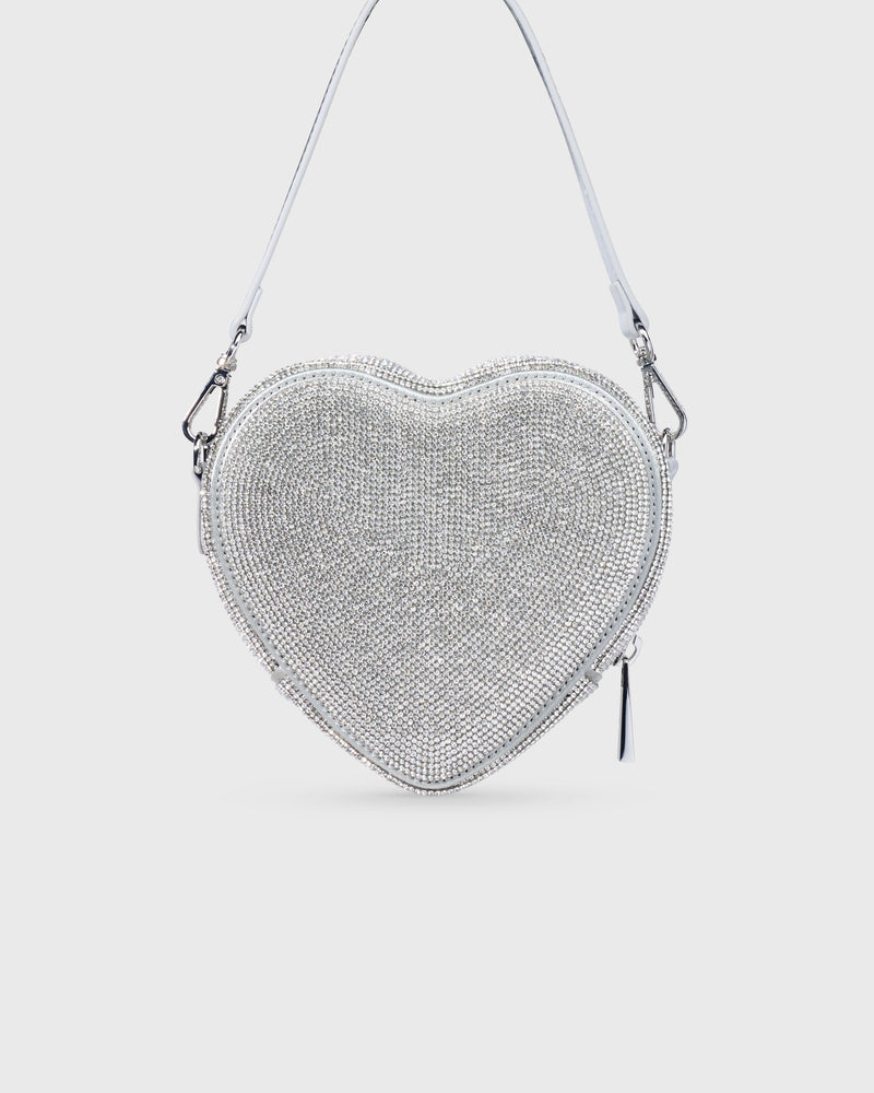 Midi Heart Bag Crystal - Silver