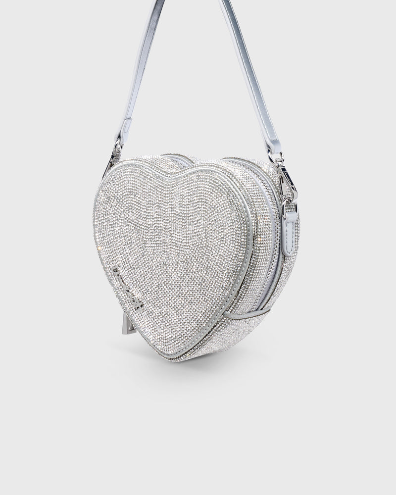 Midi Heart Bag Crystal - Silver