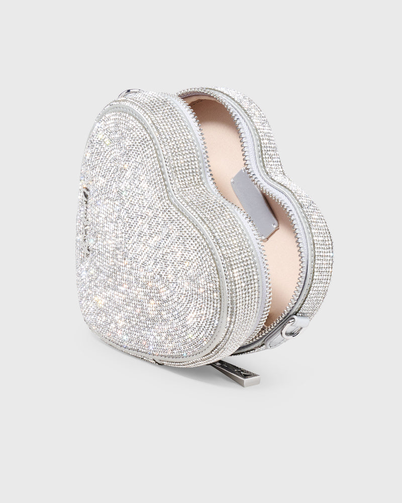 Midi Heart Bag Crystal - Silver