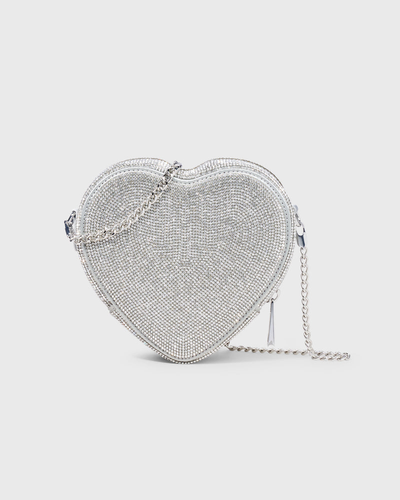 Midi Heart Bag Crystal - Silver