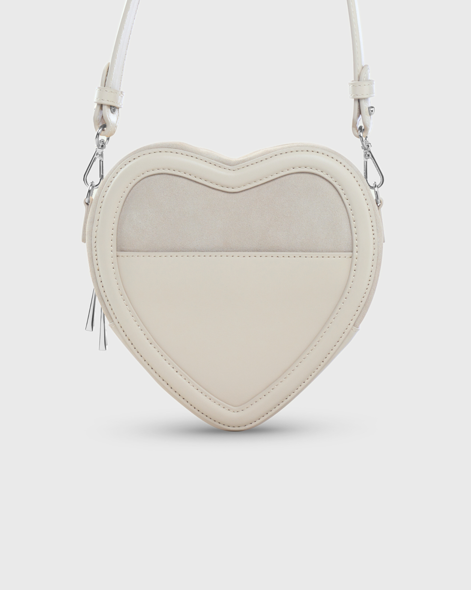 Big Heart Bag Suede Taupe - Silver