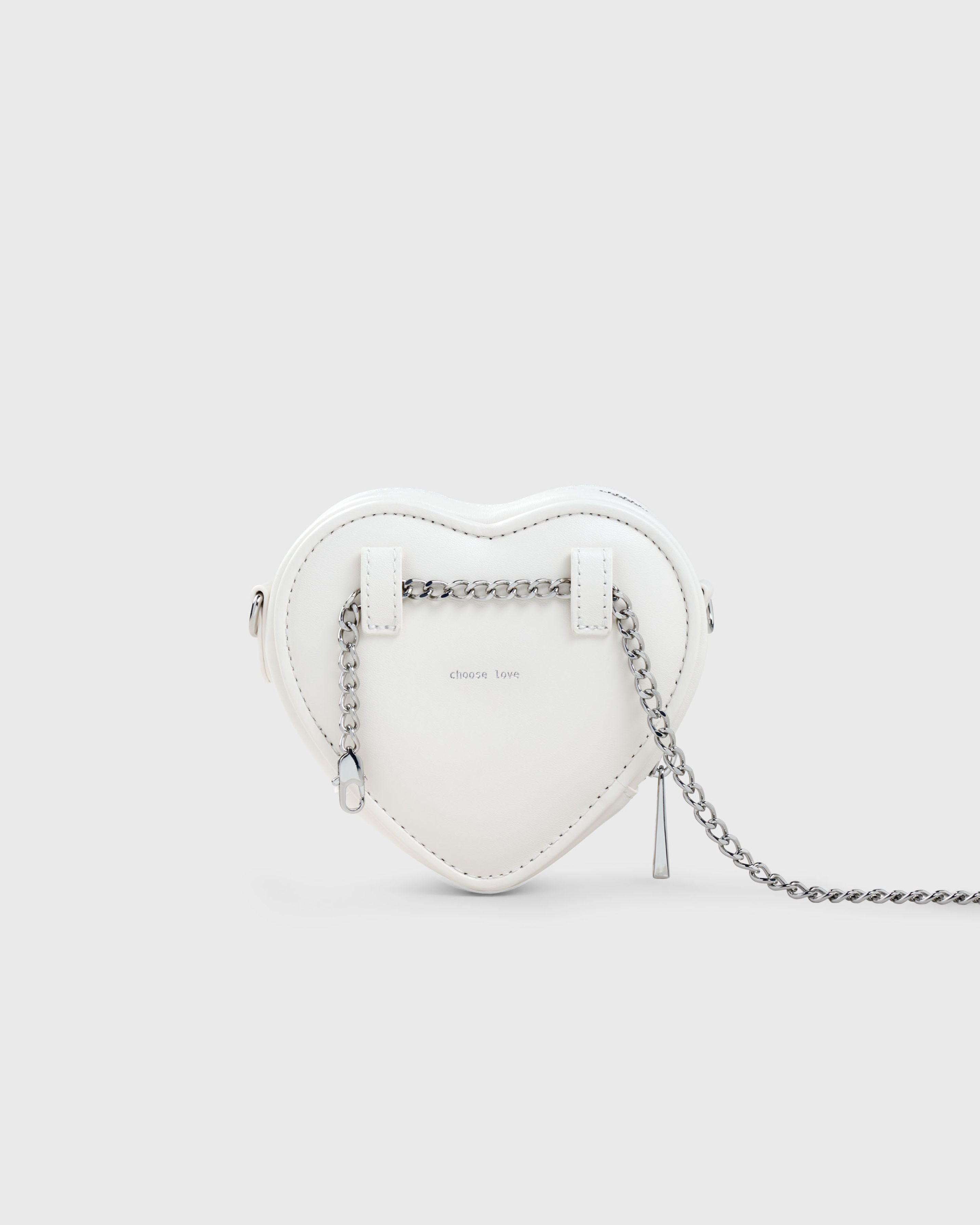 Mini Heart Bag Ivory Silver