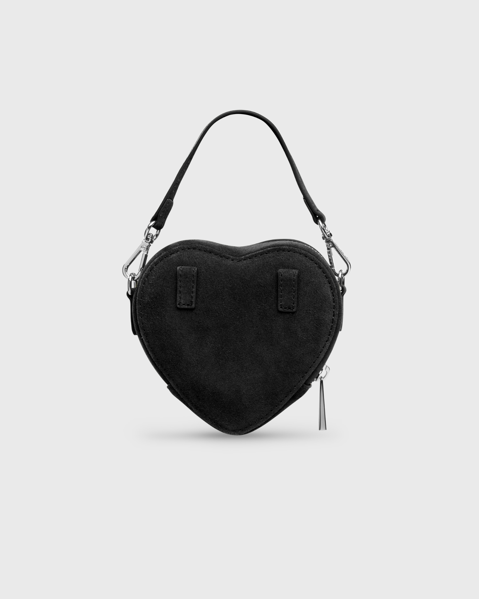 Mini Heart Bag Suede Black - Silver