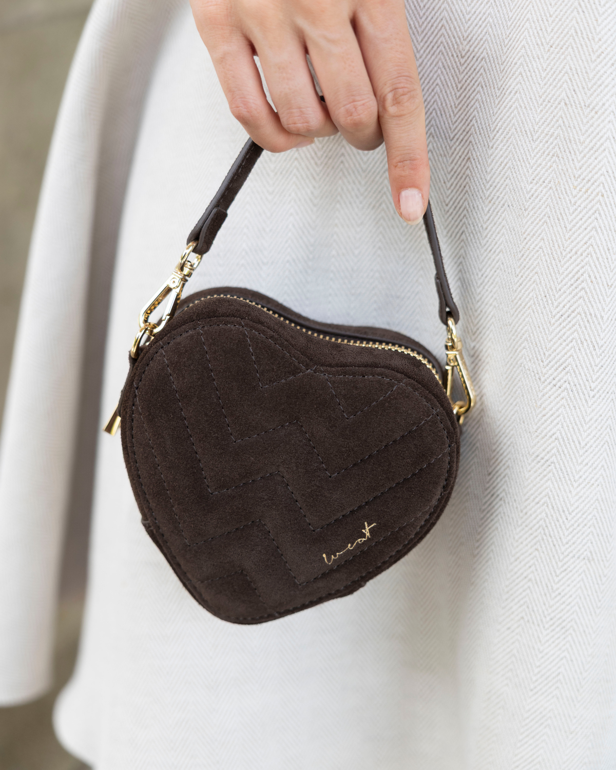 Mini Heart Bag Suede Chocolate