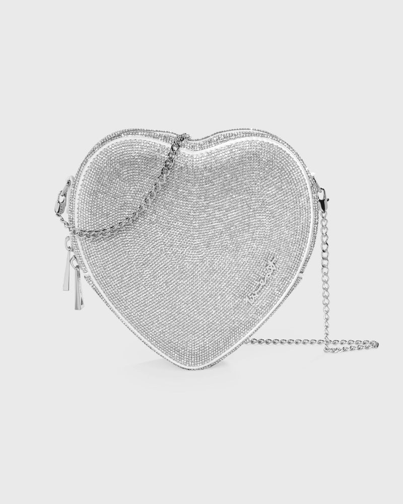 Big Heart Bag Crystal Silver