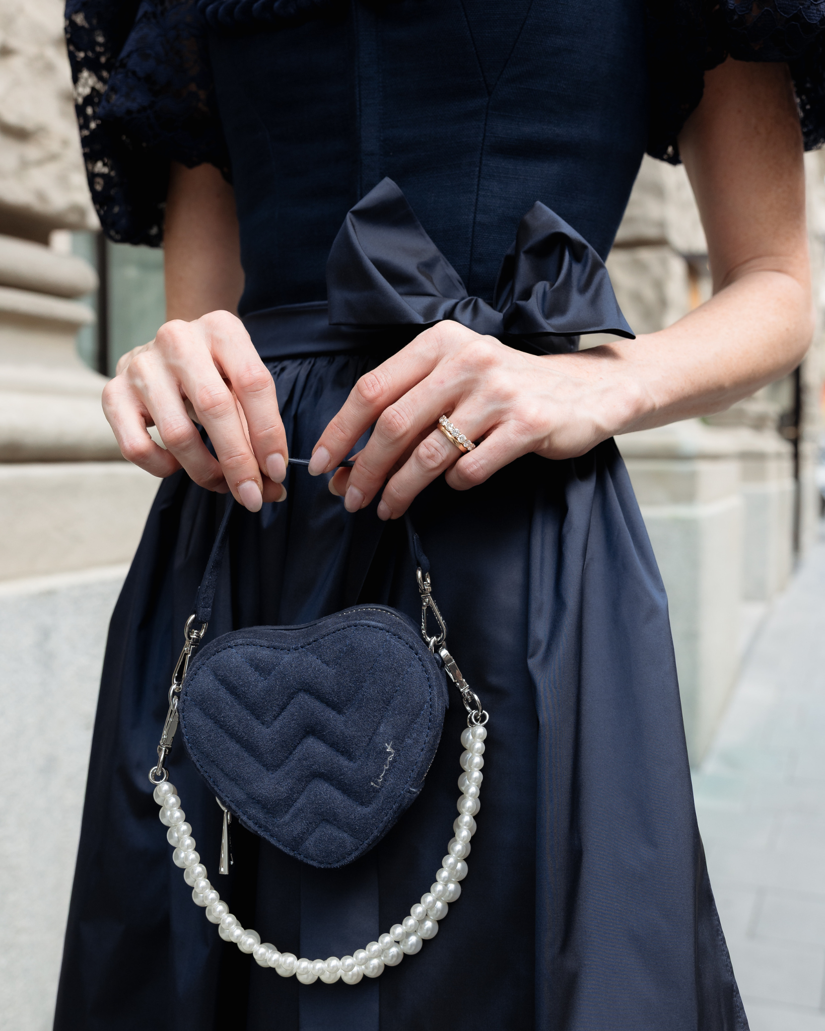 Mini Heart Bag Suede Midnight Blue
