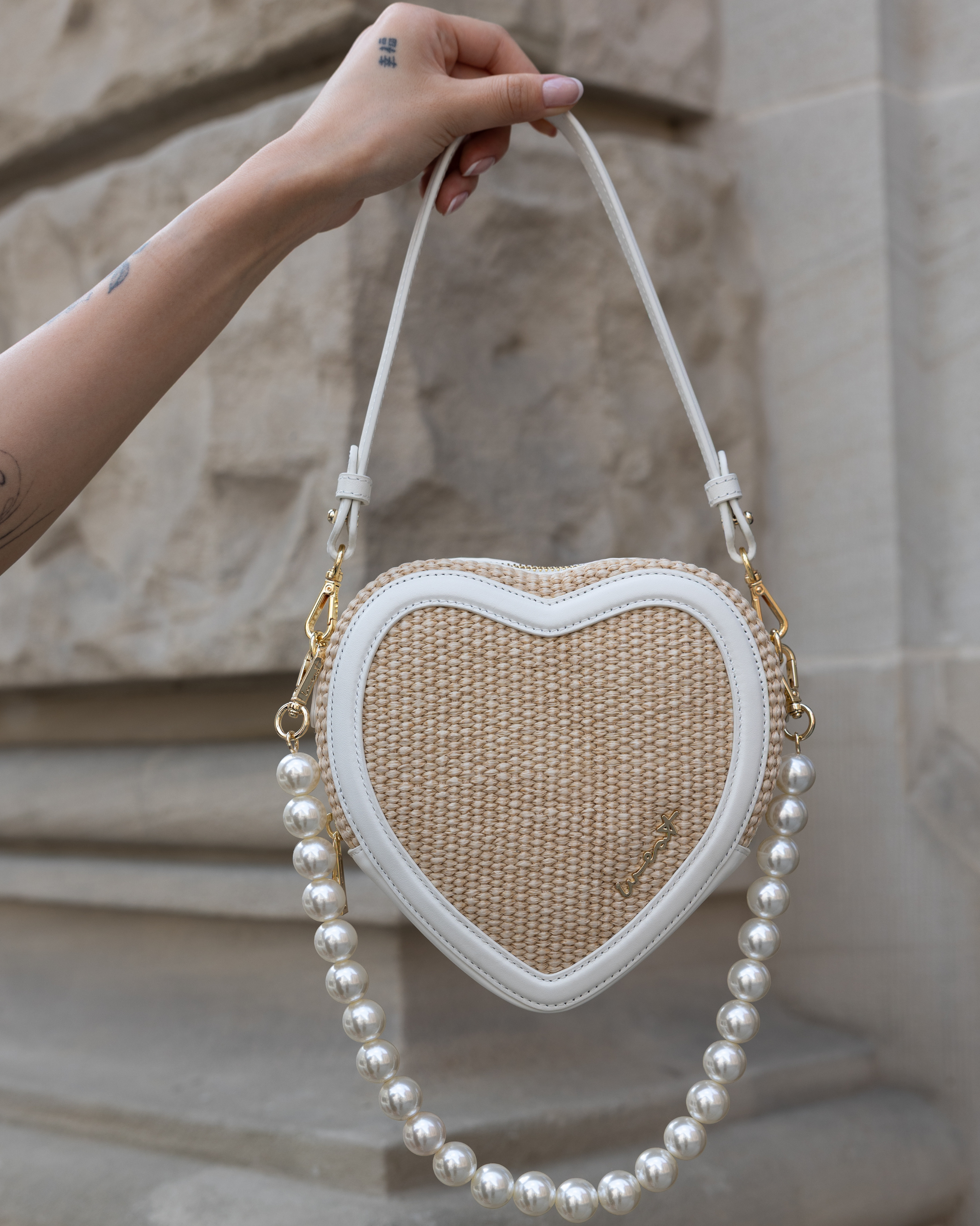 Big Heart Bag Raffia Ivory