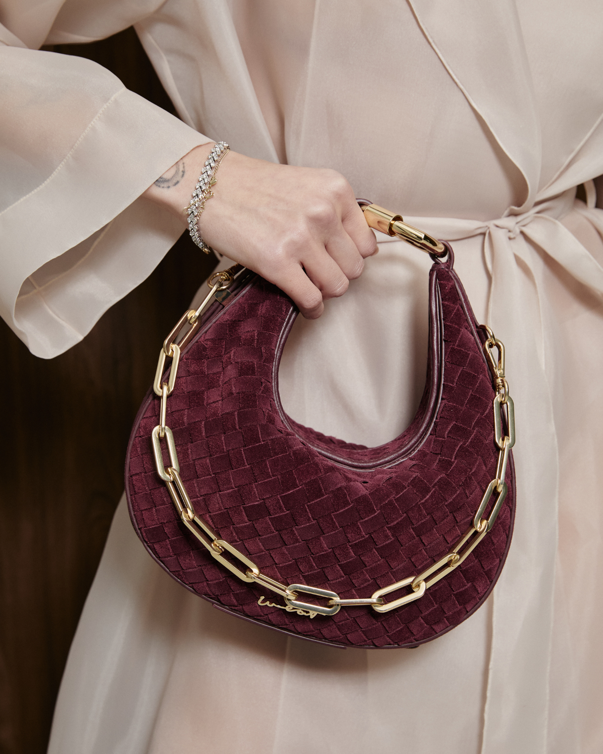 Halfmoon Bag Braided Merlot