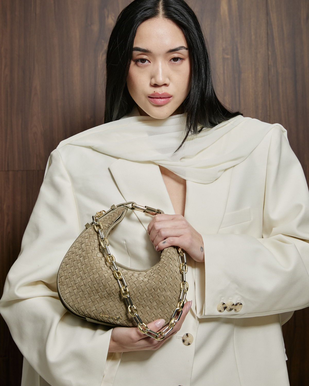 Halfmoon Bag Braided Khaki
