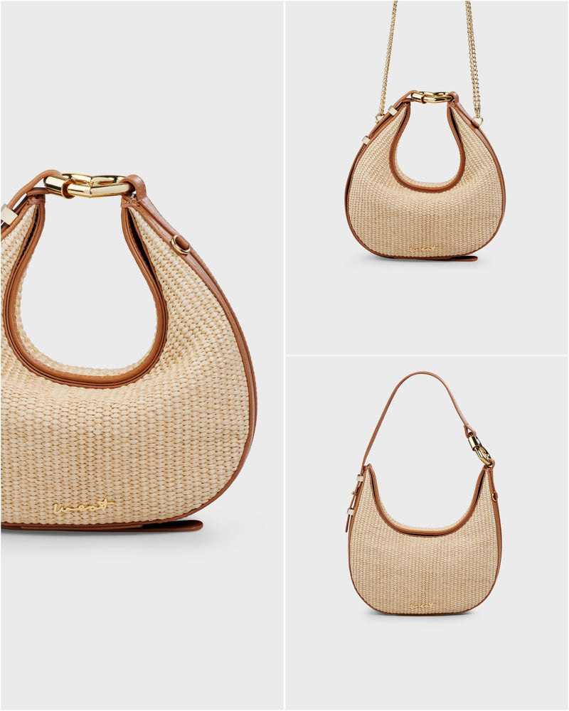 Halfmoon Bag Raffia Caramel