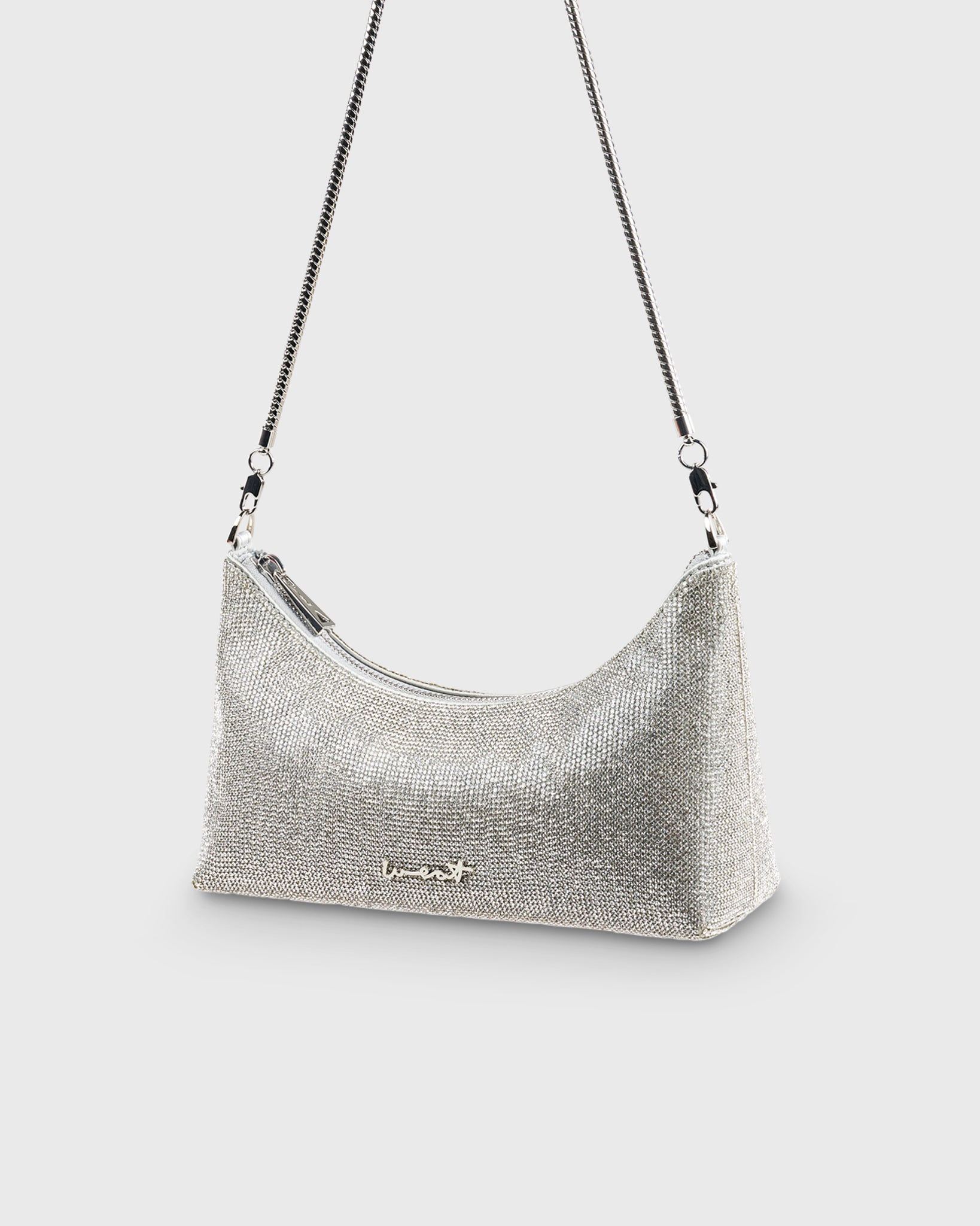 Baguette Bag Crystal Silver