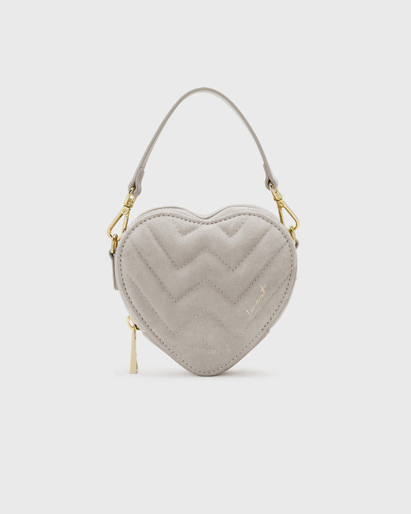 Mini Heart Bag Suede Taupe