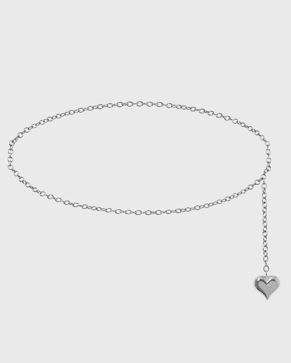 Silver Heart Chain Belt