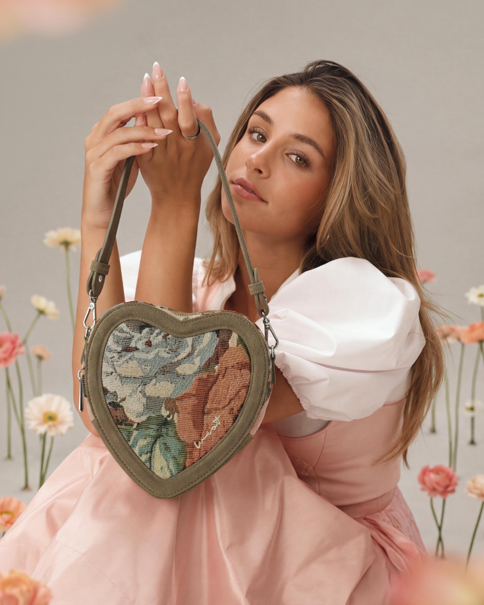 Big Heart Bag Floral Khaki