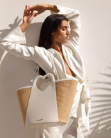 Tote Heart Raffia Coconut