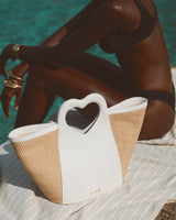 Tote Heart Raffia Coconut