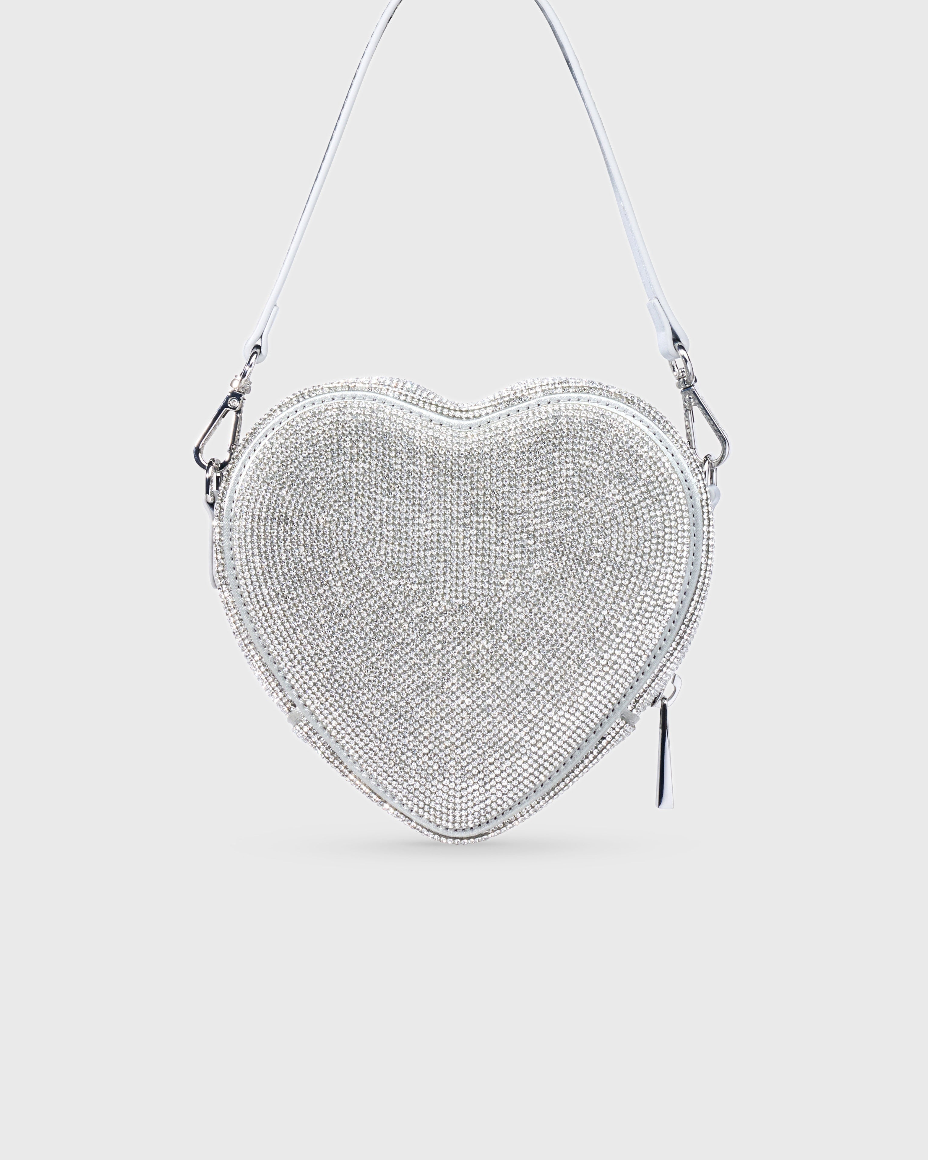 Midi Heart Bag Crystal - Silver