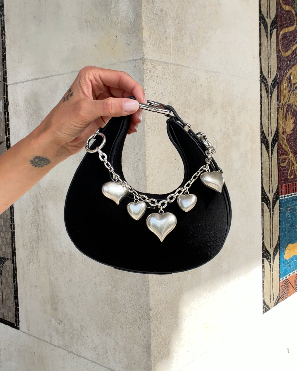 Mini Halfmoon Bag Black Suede