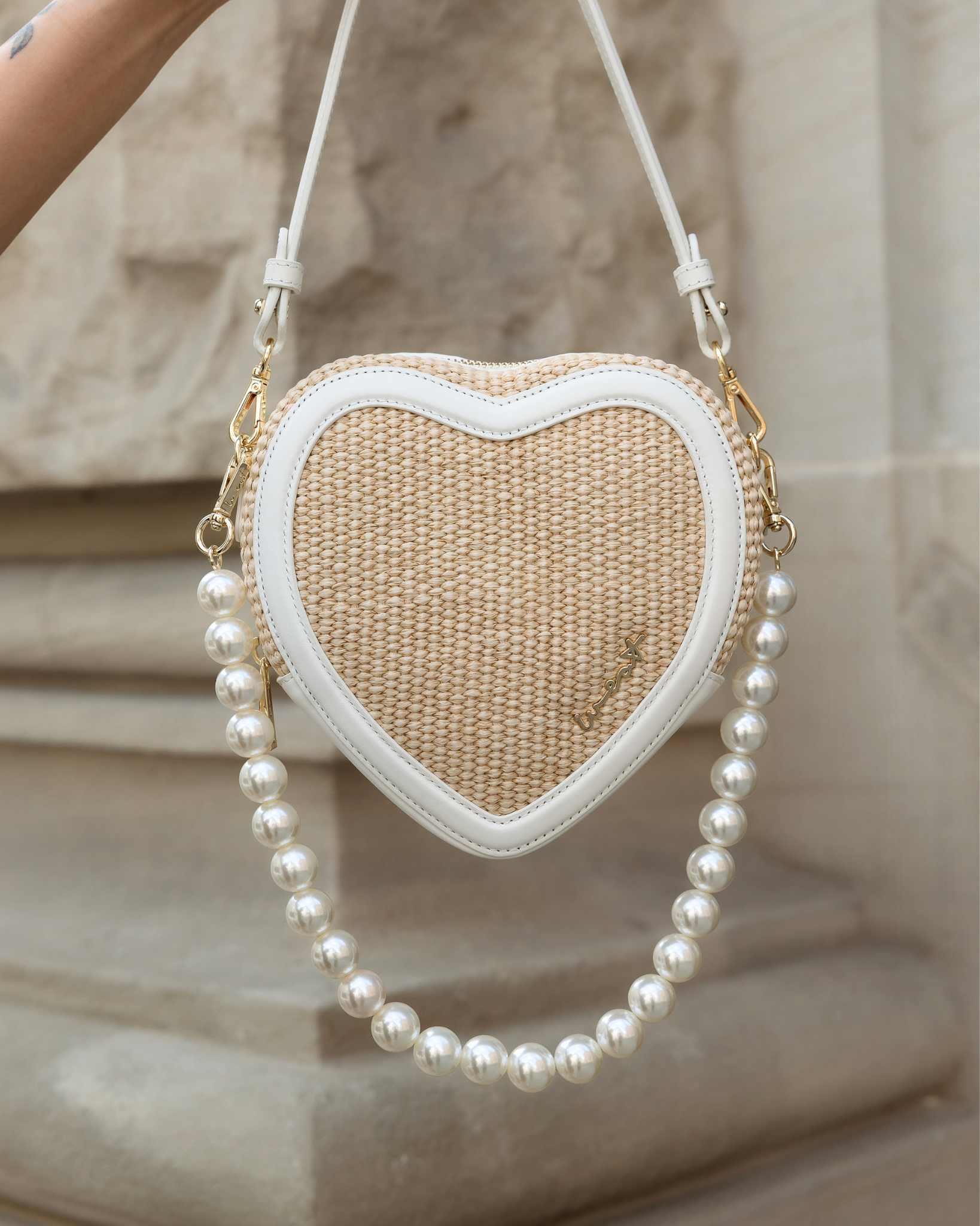 Big Heart Bag Raffia Ivory
