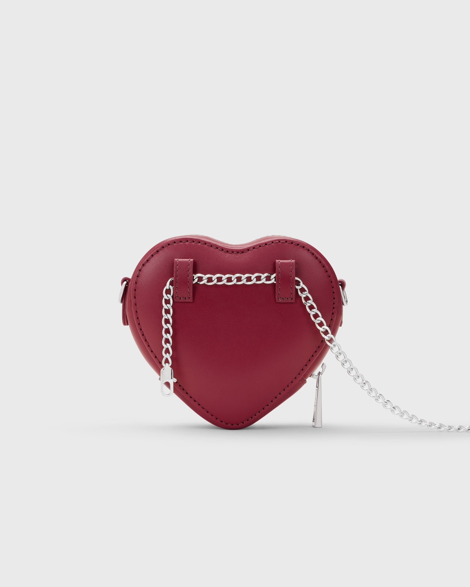 Mini Heart Bag Burgundy Silver