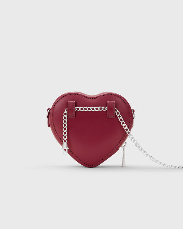 Mini Heart Bag Burgundy Silver