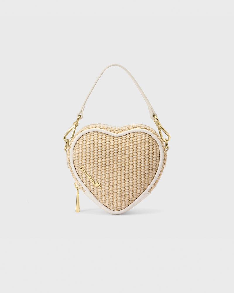 Mini Heart Bag Raffia Tofu