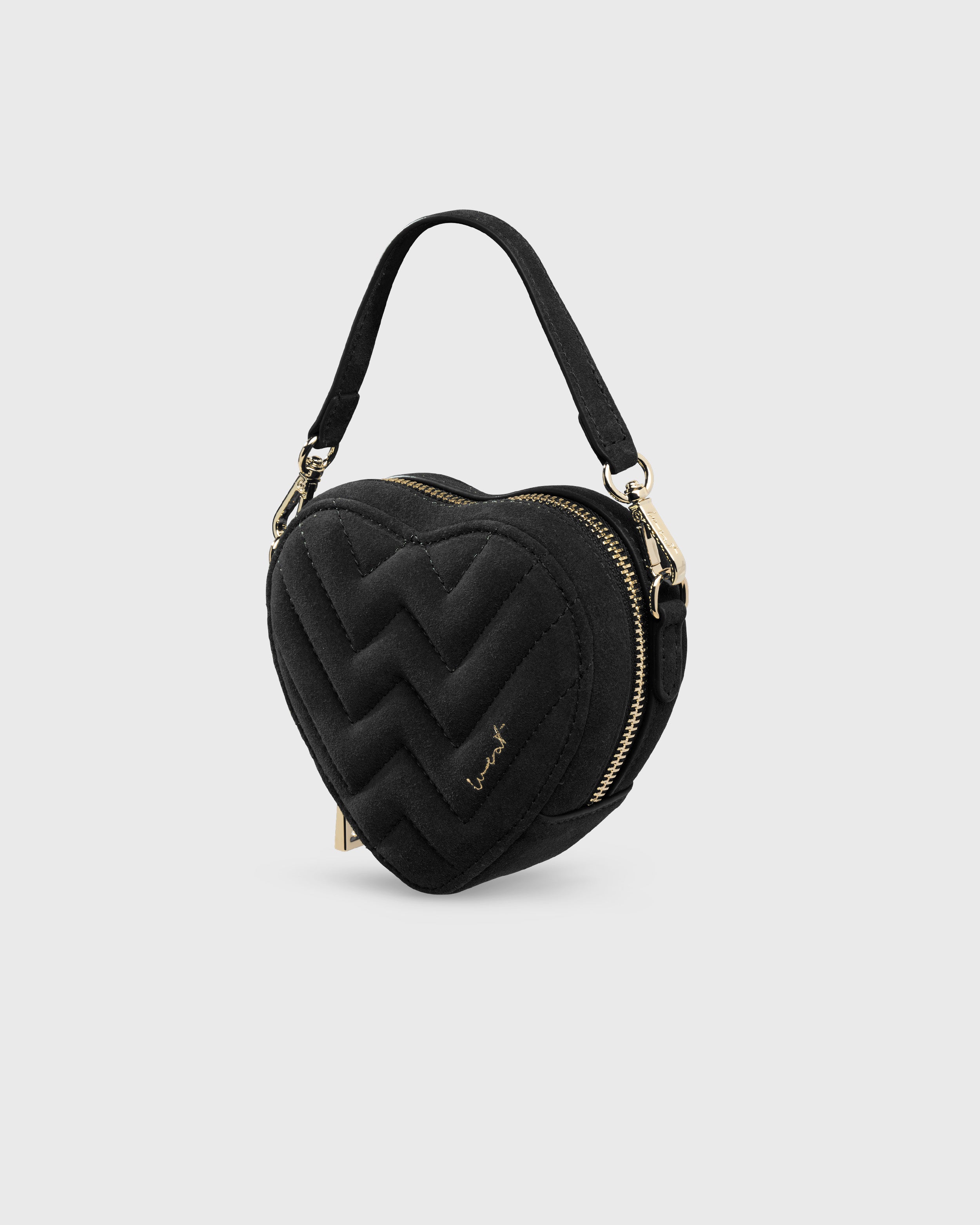 Mini Heart Bag Suede Black