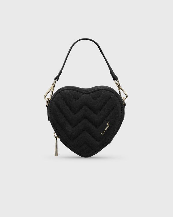 Mini Heart Bag Suede Black