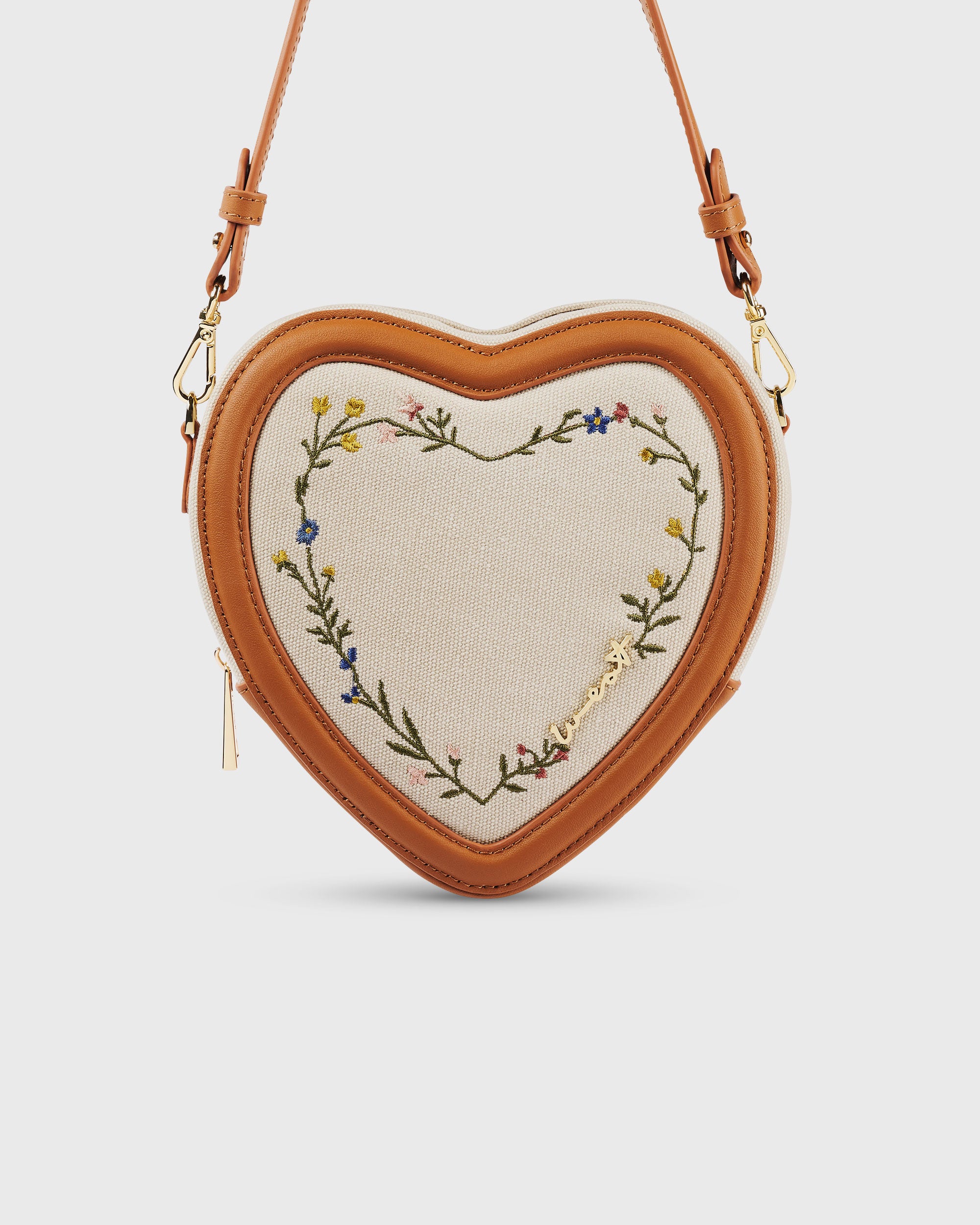 Big Heart Bag Embroidery Caramel