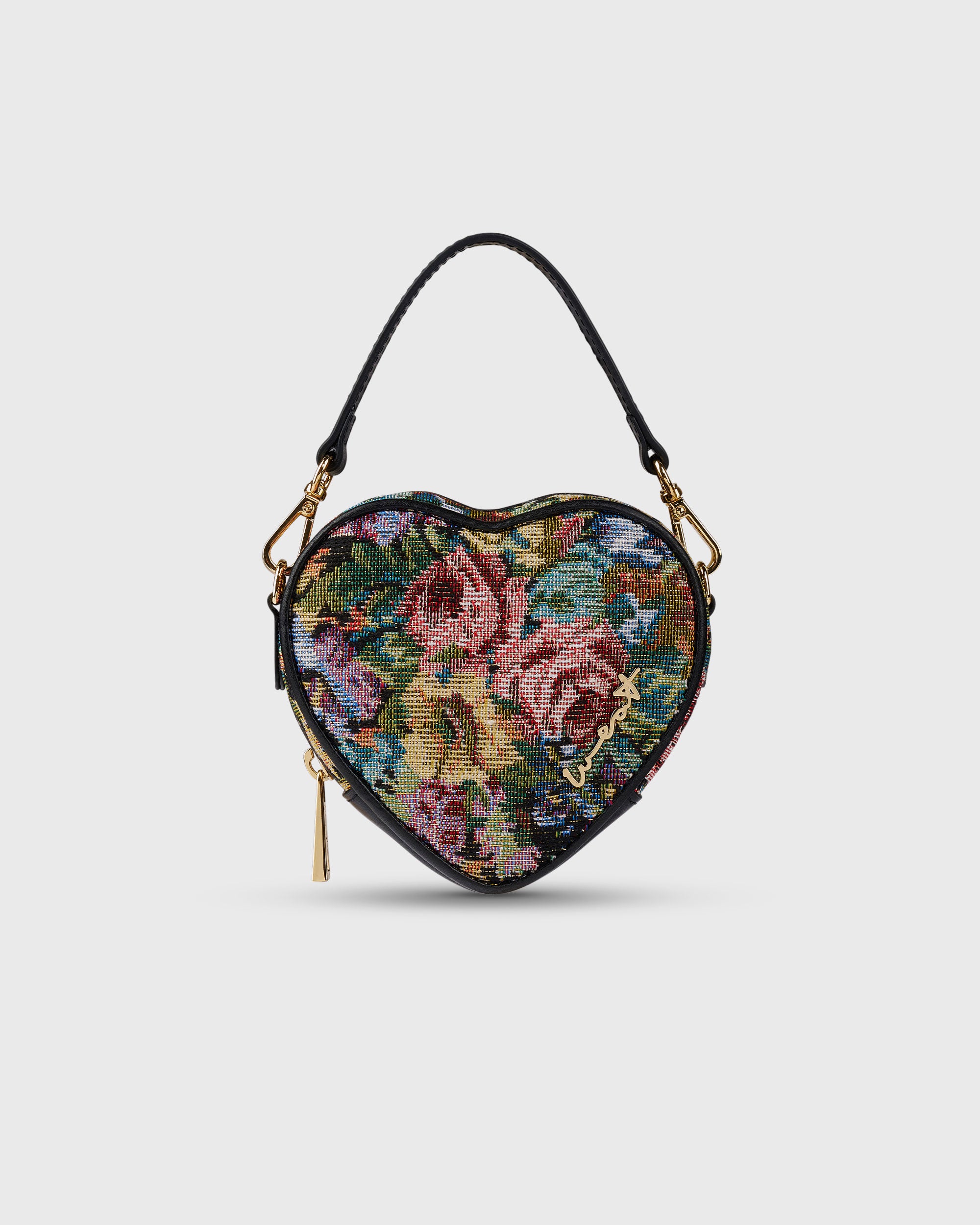 Mini Heart Bag Floral Black