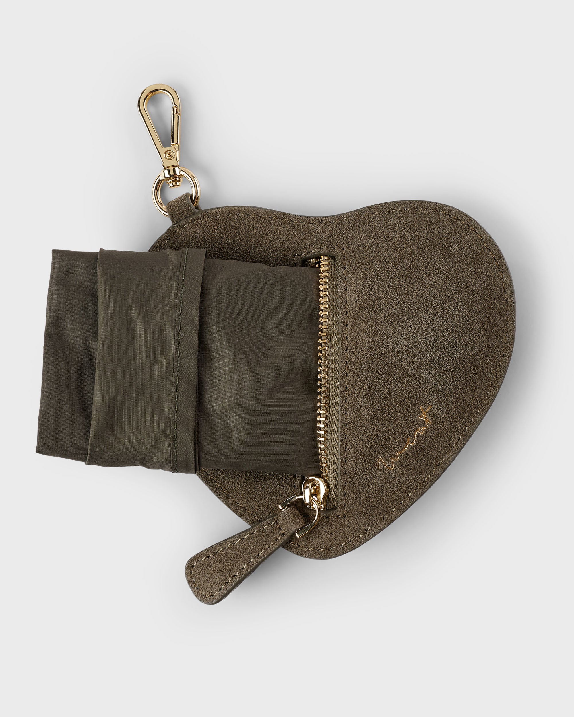 Heart Pouch Charm Khaki