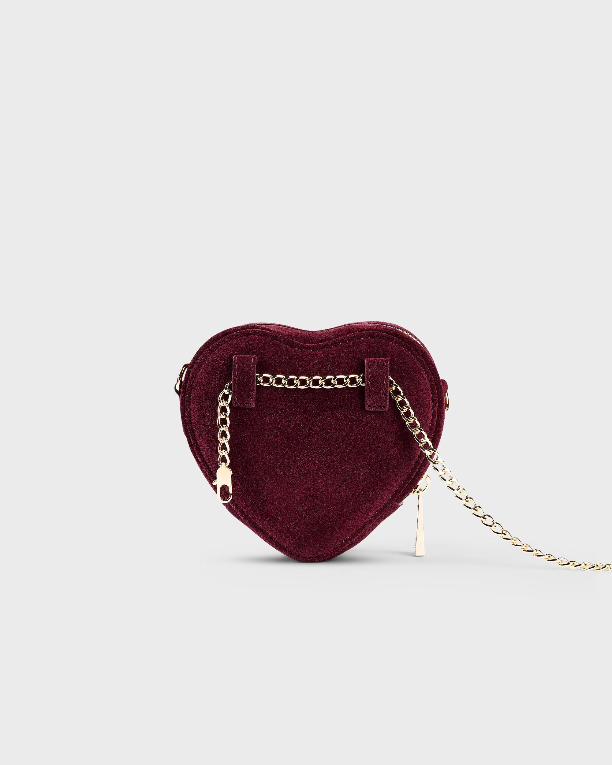 Mini Heart Bag Suede Merlot