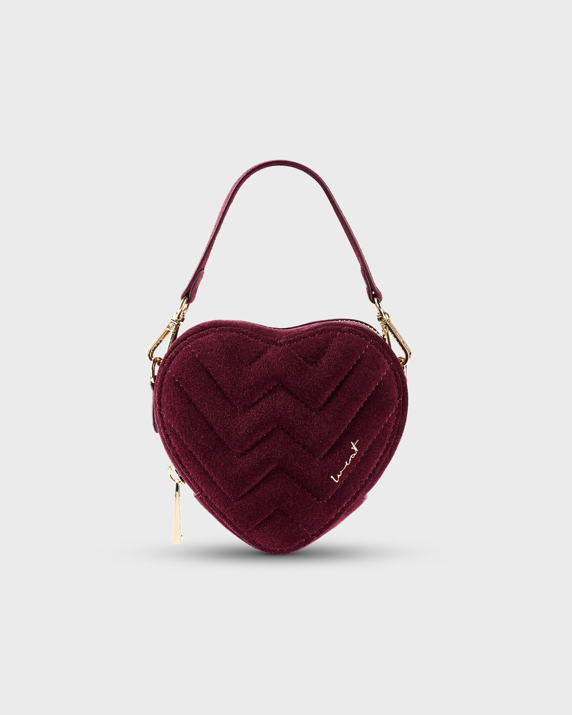 Mini Heart Bag Suede Merlot