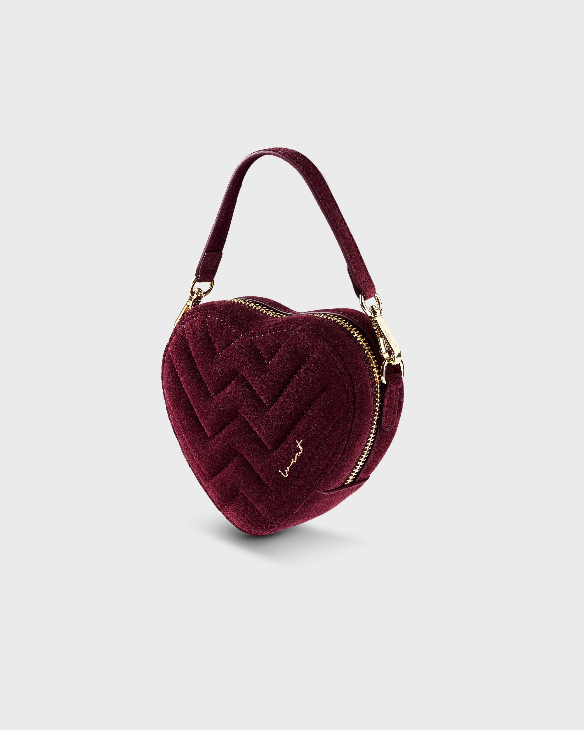 Mini Heart Bag Suede Merlot